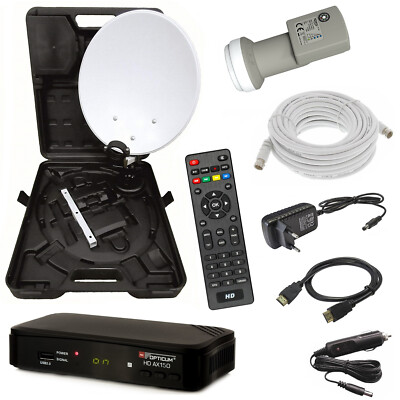 Camping SAT Anlage EASYFINDER mobil HD Receiver 12V & 230 10m Kabel 35cm Spiegel