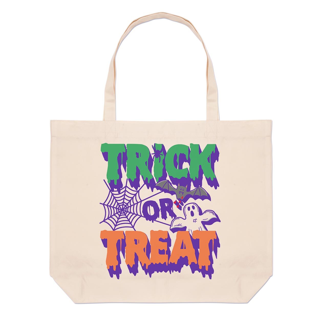 Halloween Truco o Trato Verde Naranja Grande Playa Bolsa Spooky Calabaza Terror