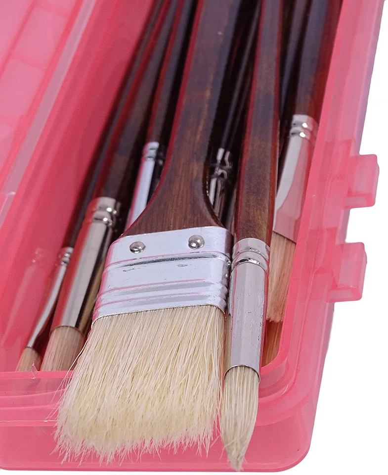 [11 Pcs] Paint Brush Set Oil Acrylics Artist Brushes Pure Hog Bristles Lacquered - image 4 of 4