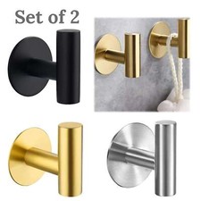 2x Modern Self Adhesive Hook Heavy Duty 304 Stainless Steel Bathroom Towel Robe