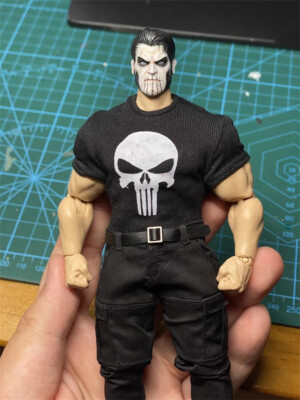 1/12 Soldier T-shirts Pants Suits for 6'' Punisher Frank Castle Figure  Model Toy