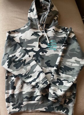 Men’s Authentic Anti Social Social Club ASSC Camo Pullover Hoodie Size M 
