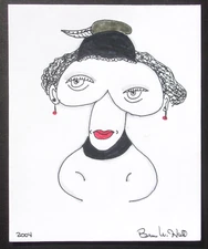 BRUCE W. HALL OUTSIDER NAIVE FOLK ART PORTRAIT ORIGINAL DRAWING 2004 #33