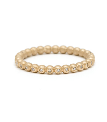 Diamant Memory Kugel Ring Matt 30 Brillanten 0,21ct 14K 585er Gebgold Gelb