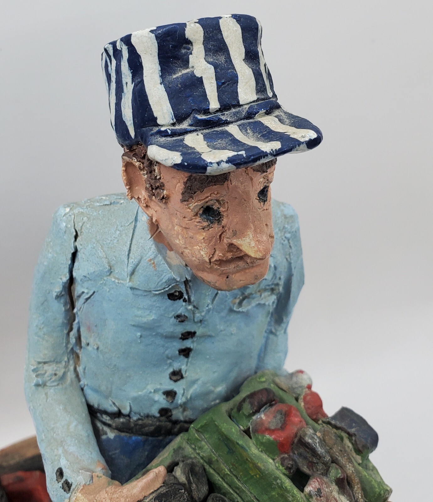 Clay Sculpture Statue Fisherman Fishing Chicago Artist Stephen Baldauf ...