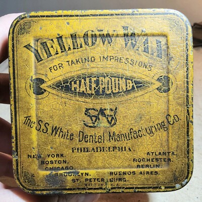 RARE ANTIQUE YELLOW WAX S.S. WHITE DENTAL MFG. CO. PATENT 1879