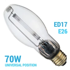 Satco S3127 LU70/MED HID Bulb 70W ED17 Medium E26 Clear 2100K 6300 Lumens