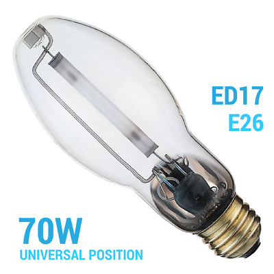 Satco S3127 LU70/MED HID Bulb 70W ED17 Medium E26 Clear 2100K 6300 Lumens