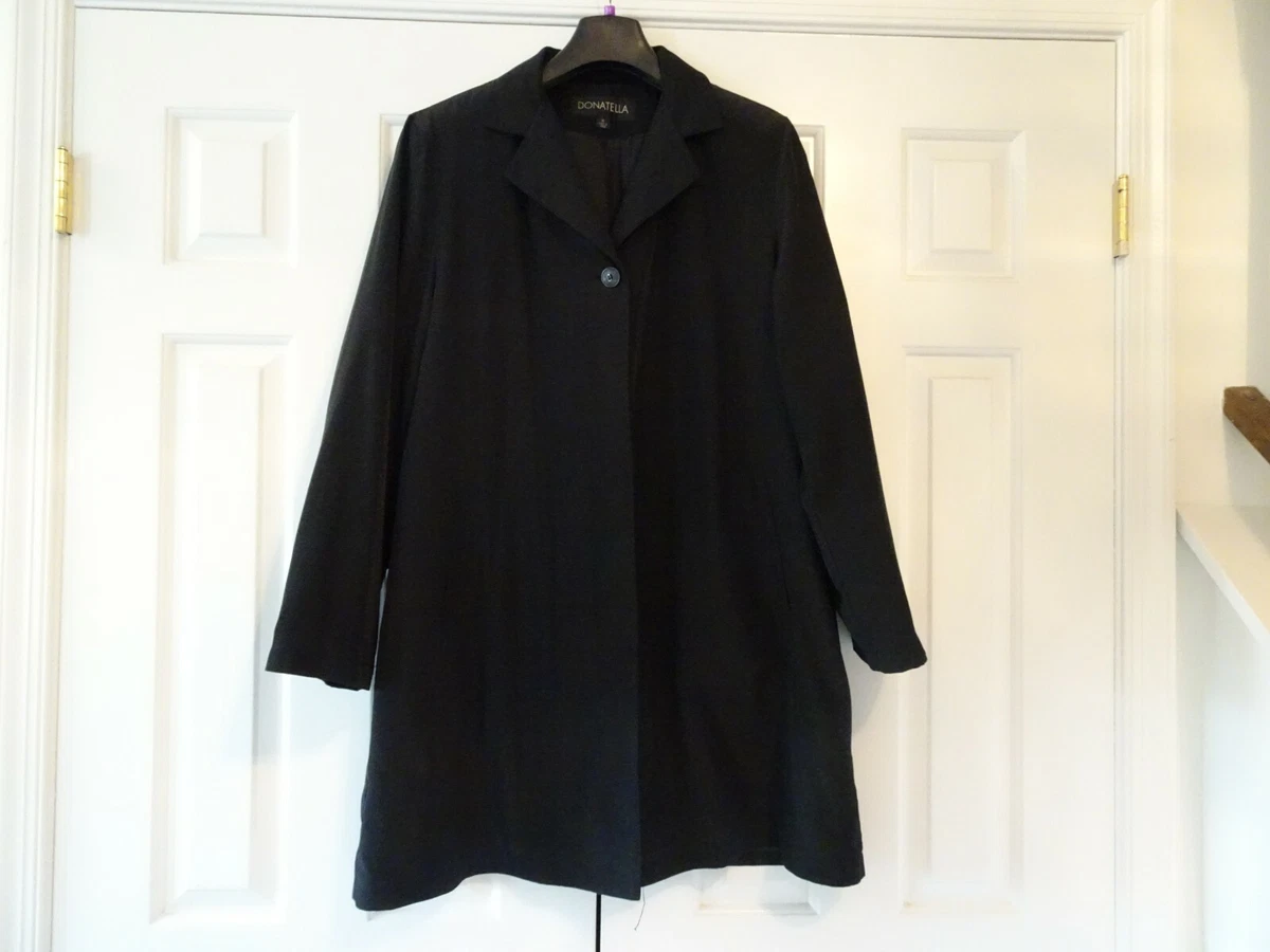 Donatella Women s Trench Coat Jacket Black Size M Vintage Hidden