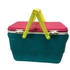 Original VTG 1995 90’s IGLOO The Picnic Barrel Basket  Cooler Teal Pink Yellow