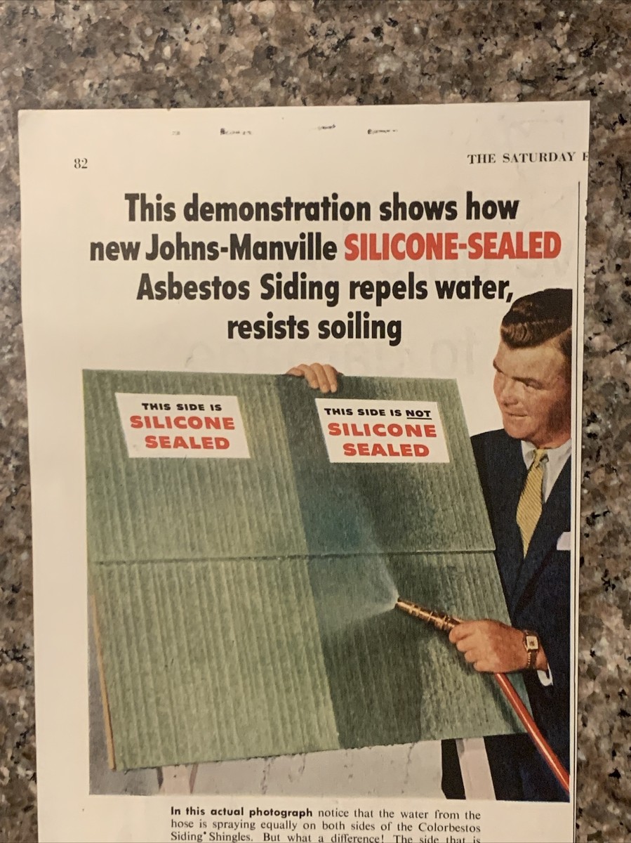 ウォールポスター　ヴィンテージ Johnson & Johnson 1954 Johns-Manville Colorbestos Shingles PRINT AD Asbestos Siding