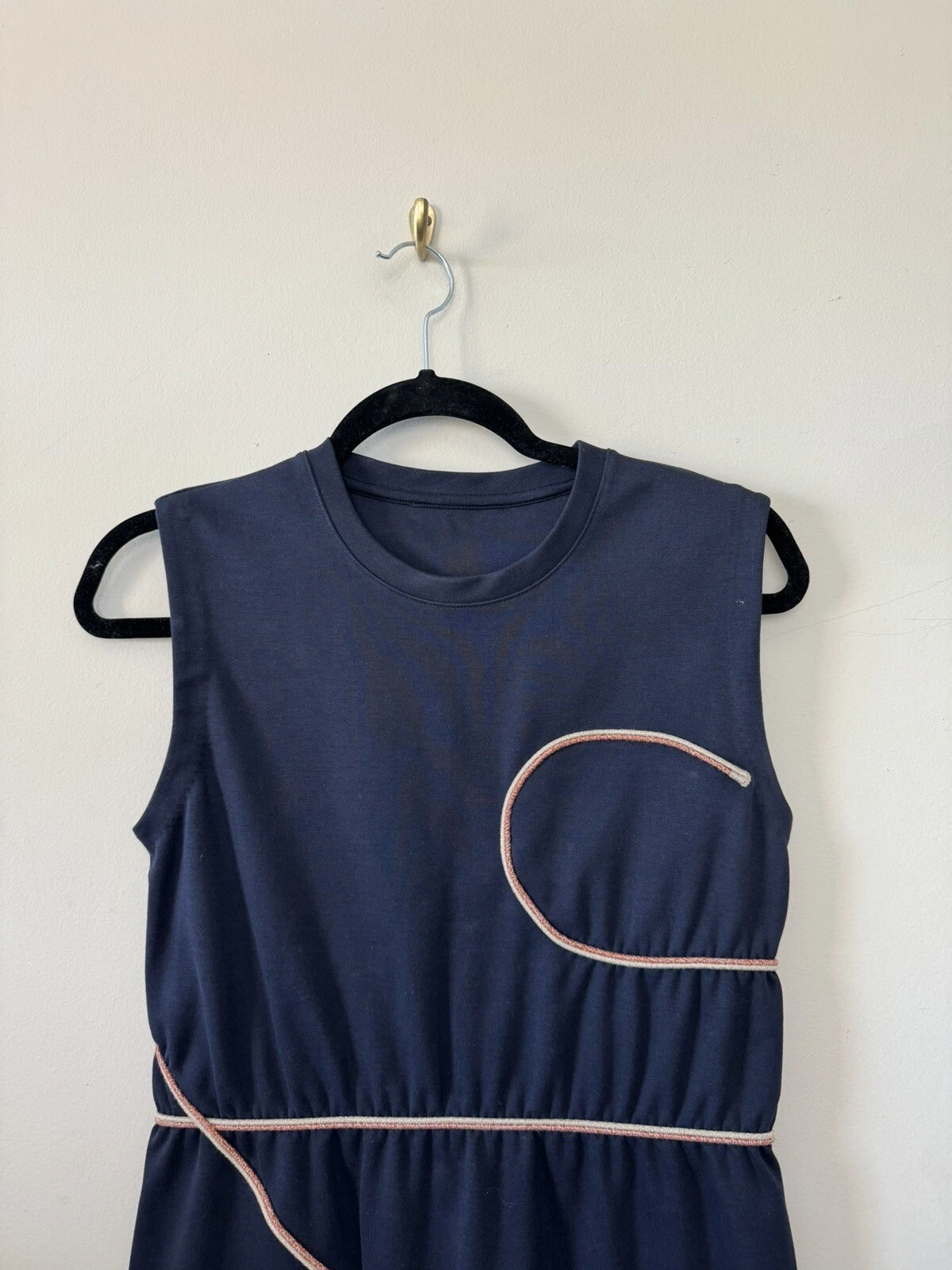 Guaina donna Acne Studios taglia XS ricamata senza maniche cotone blu cordoncino