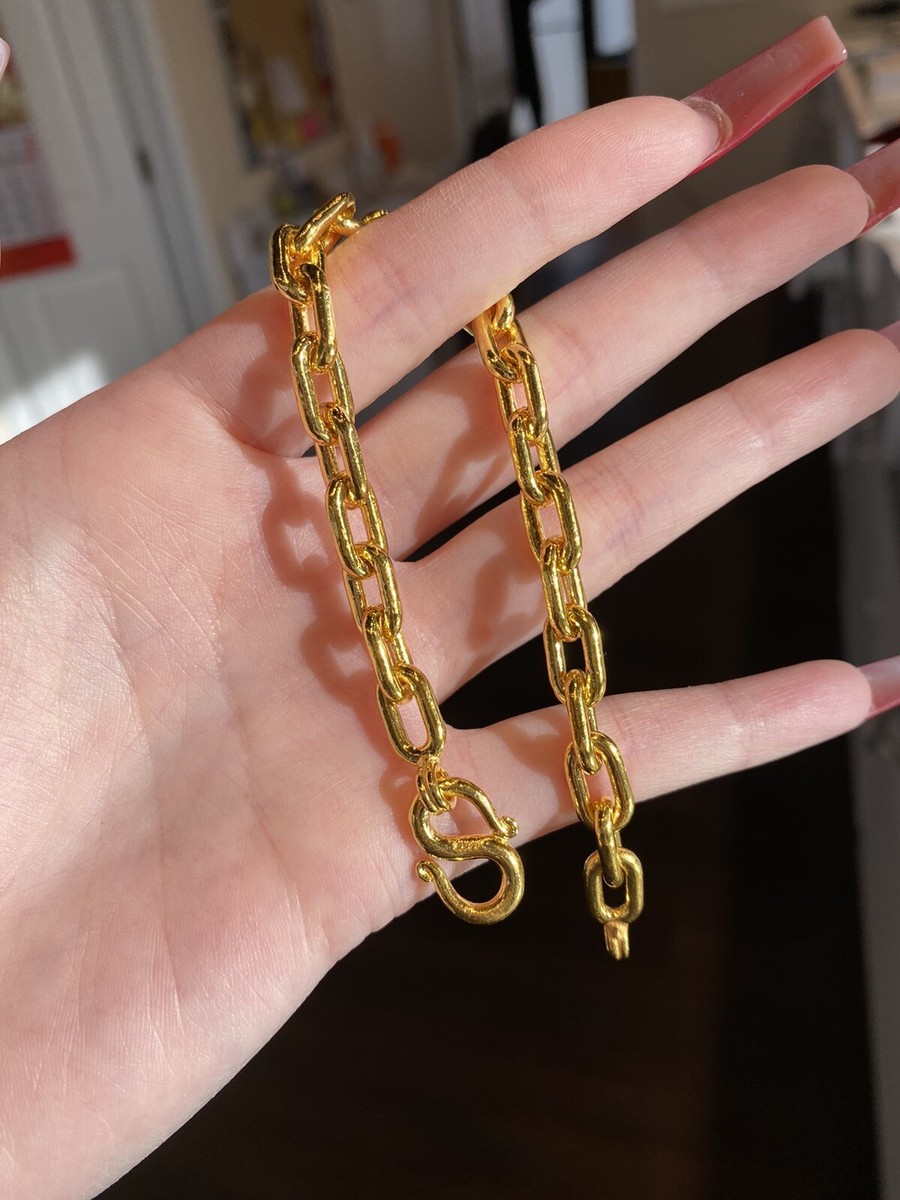 9999 Solid 24k Gold Link Chain 53 Gram Bracelet 8” 7mm Width With