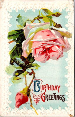 BIRTHDAY GREETINGS Roses embossed c1913 Postcard | eBay