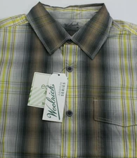 Woolrich Eco Rich Mens Large Desert View Plaid Button Front SS Shirt 