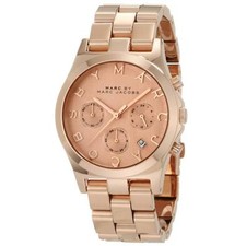 NEW MARC BY MARC JACOBS HENRY ROSE GOLD STAINLESS STEEL,CHRONO WATCH-MBM3107