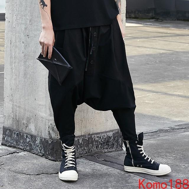 Men's split pants Spring Autumn new trend loose dropcrotch loose Harem