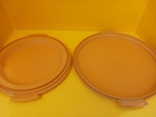 Vintage Tupperware Pie Cake Keepers 1256-6  719-4 Harvest Gold Lotx2 No Handle