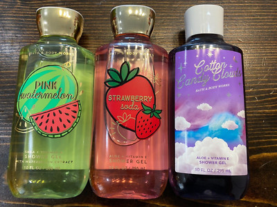 Bath + Body Works Bundle 3 Shower Gels Cotton Candy, Strawberry Soda, Watermelon