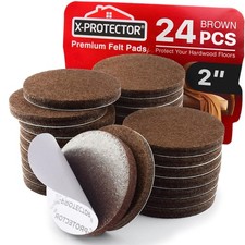 X-PROTECTOR Felt Furniture Pads - 24 PCS 2" - 24 Brown, Round, Brown