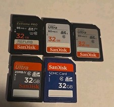 Lot Of 5 Sandisk 32gb Sd Memory Cards Lot 2