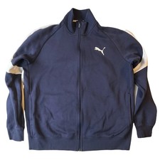 Puma Men Sweatshirt Jacket XL Navy Activewear Logo Long Sleeve Full Zip