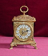 Antique Ornate Cast Solid Brass Mantle Clock with Quartz Movement