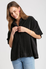 Umgee Womens Pleated Button Front Oversized S...