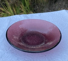 Fire and Light Recycled Glass Plum  Dipping Bowl 5" Unsigned New Like Condition