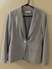 Calvin Klein Women's Gray One-Button Blazer Jacket Coat Size 10