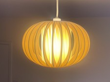 Vintage White Vinyl Ribbon Lamp Shade Original, Mid Century, 60's/70's Geometric