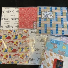 Vintage Graceline All Occasion Gift Wrap Sheets Wrapping Paper Christian Mcm