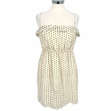 J. Crew Cream Silk Polka Dot Ruffle Cami Dress Strappy Mini Sundress Size 6