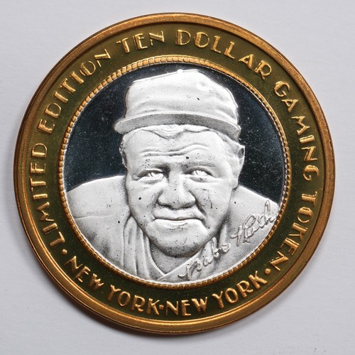 Babe Ruth New York Las Vegas - $10 Casino Token - .999 Silver Strike
