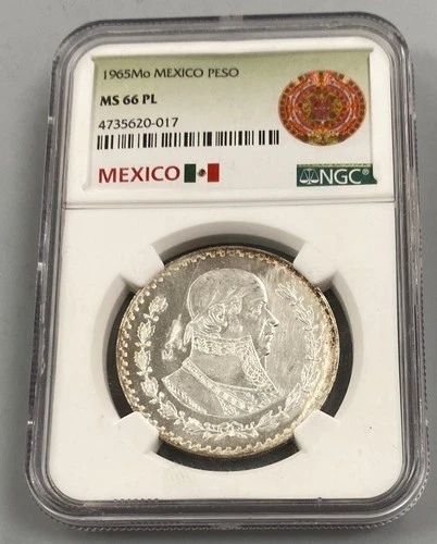 1965 Mo Mexico Peso NGC MS66PL Silver Coin