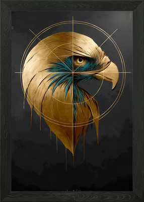 Steinadler Portrait mit Geometri gerahmtes Wandbild Poster Leinwanddruck Bild