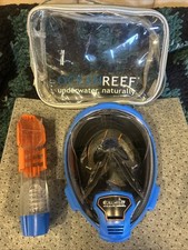Used Ocean Reef ARIA QR Full Face Snorkeling Mask, Blue, Size: M/L