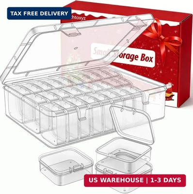 Mathtoxyz Bead Organizer Box, 30Pcs Small Beads Organizers and Storage Plastic C