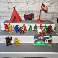 Vintage 1.75" Plastic Cowboys and Indians Mixed Lot Made in Hong Kong TIMPO DHC