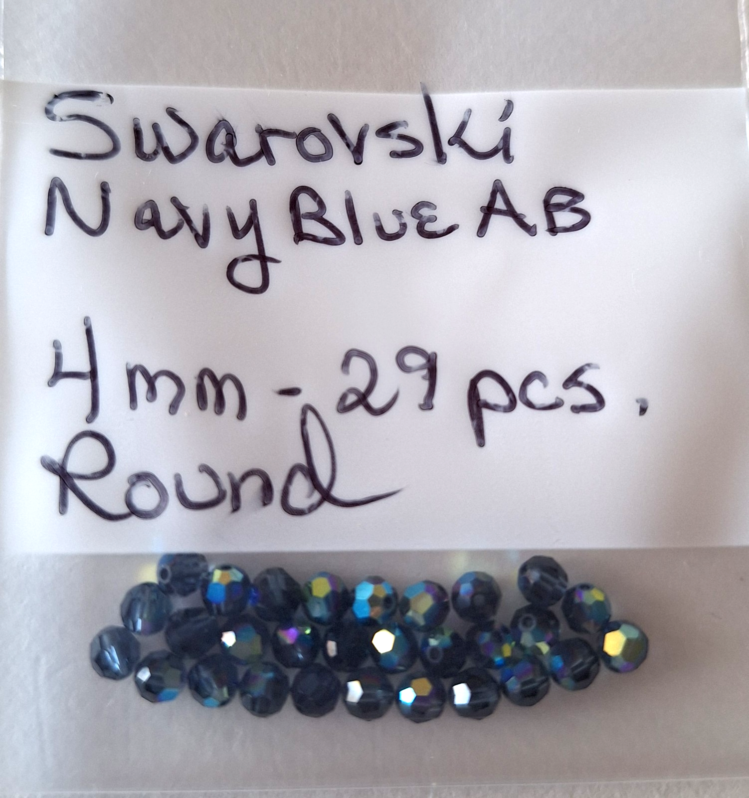 Swarovski Navy AB 4mm Round Crystals Lot of 29 Gorgeous Color New