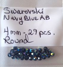 Swarovski Navy AB Crystals  Lot of 29 Pieces  4mm Round  GORGEOUS COLOR NEW 