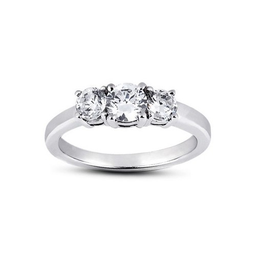 4.96ct F-SI2 Round Natural Certified Diamonds 14kw Gold Classic Three-Stone Ring - Picture 12 of 14