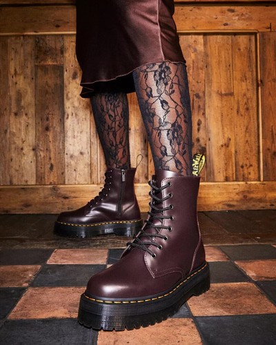 DR MARTENS BURGUNDY SMOOTH LEATHER PLATFORM BOOTS SIZE UK 8 EU 42 - Picture 4 of 6