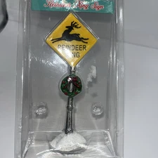 FG Square Christmas Village Figures Reindeer Xing Sign