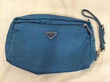 Borsa pochette originale PRADA Vela nylon triangolo logo placca triangolo cer...