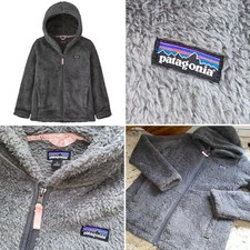 Patagonia Kids Los Gatos Zip Front Fleece Hoodie Gray / Pink LG 12