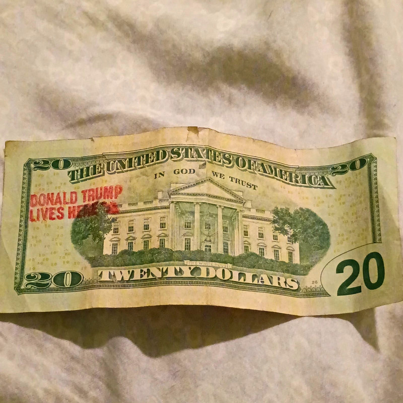 2001 $20 Federal Reserve Note Banknote w/ Donald Trump Stamp - Circulated