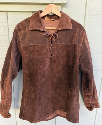 Vintage Berman Buckskin Suede Leather Pullover Tunic Shirt Jacket Size Large