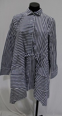 Carolina Herrera Women's Cotton Asymmetrical Tie Waist Shirt SV3 Multi Size 6/M
