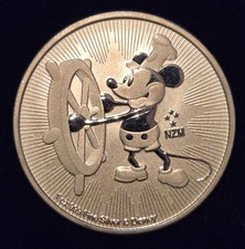 Sigma Tested 2017 New Zealand Disney Steamboat Willie 1oz Pure Silver. 999 Münze